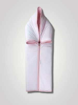 DMR Elegance Yenidoğan Düz Renk Fermuarlı Kadife Kumaş Kız Bebek Battaniyesi Pembe