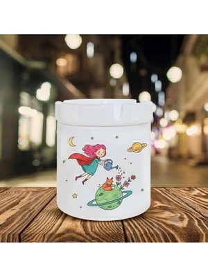 Sartre Art   Küçük Prens Little Princess Tasarımlı Hediyelik Kokusuz Söndür At Küllük Kül Tablası