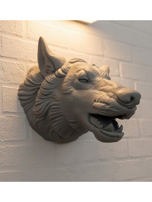 Zero Land Hnrlishp Kurt Başı Duvar Aksesuarı Gri Renk Asılabilir Hediyelik Figür