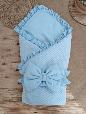 DMR Elegance Yenidoğan Tericotton Kumaş Multi Mevsimlik Bebek Battaniyesi Kundak Mavi