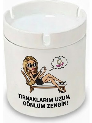 Sartre Art   Tırnaklarım Uzun Değil Gönlüm Zengin Espirili Tasarımlı Hediyelik Kokusuz Söndür At Küllük Kül Tablası