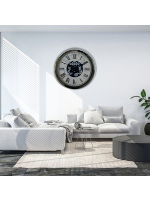 Urfakent Roma Atlas Silver 60 cm Çarklı Krom Duvar Saati