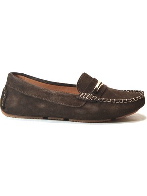 Beety 129.508 Hakiki Deri Kahverengi Rok Kadın Loafer Babet