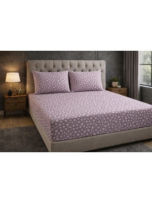Vionetta Pamuklu Kalpli Lila Yastık Kılıflı Lastikli Çarşaf Seti