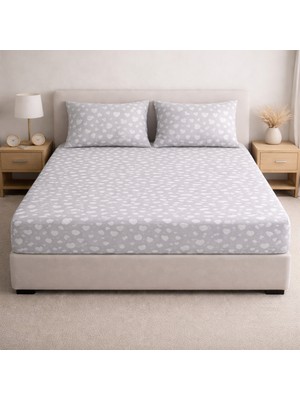 Vionetta Pamuklu Kalpli Gri Yastık Kılflı Lastikli Çarşaf Seti