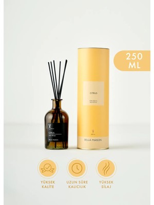 Bella Maison Çubuklu Oda Kokusu Citrus Aromasıyla 250 ml Siyah Cam Şişede Kalıcı Etki