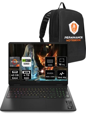 Hp Omen 16 Amd Ryzen Aı 7 350 40GB 4tb SSD RTX5060/8GB 16" Fhd+ 144Hz Fdos Taşınabilir Bilgisayar & Per4 Çanta CE2B2EAPN329