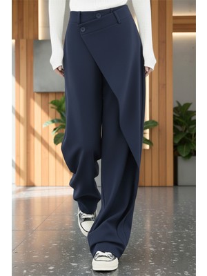 Bs Hood x Nurbeli Kadın Asimetrik Tasarımlı Düğme Kapama Palazzo Pantolon
