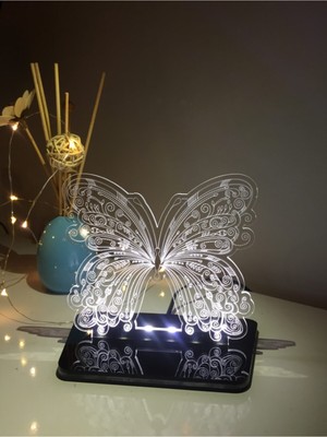 Allians Rüya Gibi Kelebek Tasarımlı 3D LED Gece Lambası, Şık ve Işıltılı Dekor