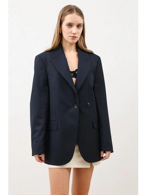 Antioch Lacivert Kruvaze Kadın Blazer