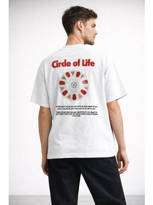 Camblys Unisex Çay Altlığı Cirdeoflife Sırt Baskılı Oversize Kalın Kumaş Bol Kesim Pamuklu T-Shirt