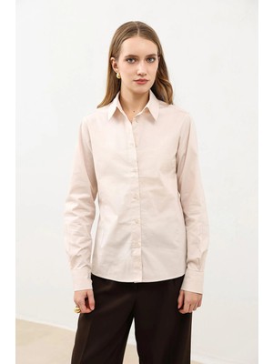 Antioch Taş Basic Slim Fit Kadın Gömlek