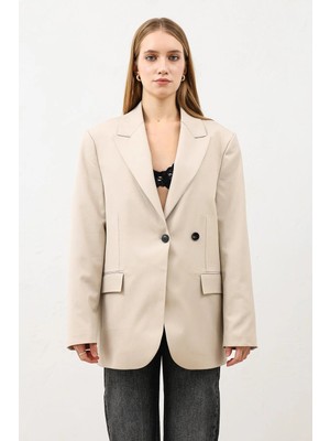 Antioch Bej Kruvaze Kadın Blazer