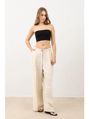 Antioch Krem Pileli Palazzo Kadın Pantolon