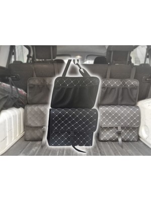 Arka Koltuk Çanta Tip Organizer Kapitone Deri Siyah Beyaz Ip Oto Aksesuar Premium