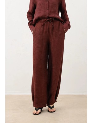 Antioch Bordo Ayarlanabilir Paça Dökümlü Kadın Pantolon