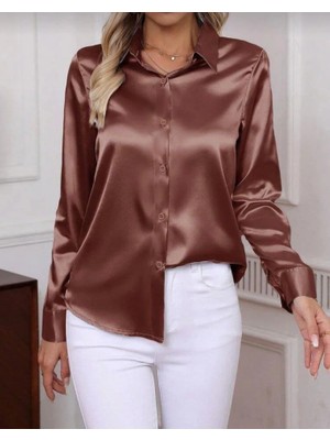 Modatıkla Kadın Uzun Kollu Saten Gömlek