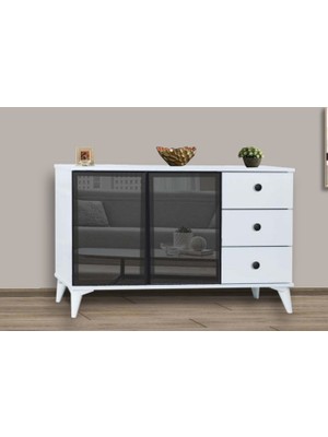 Yuvaset Home Maye Reflekte Mini Konsol Beyaz Camlı