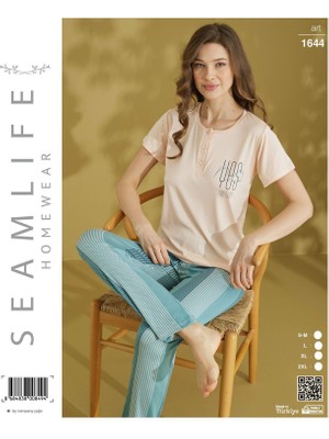 Royam Seamlife Kadın Extra Yumuşak %100 Pamuk Milan Kısa Kollu Pijama Takımı