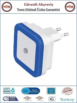 Cata Sensörlü Gece Lambası - Fotoselli Gece Lambası - 1 Watt - Mavi Işık