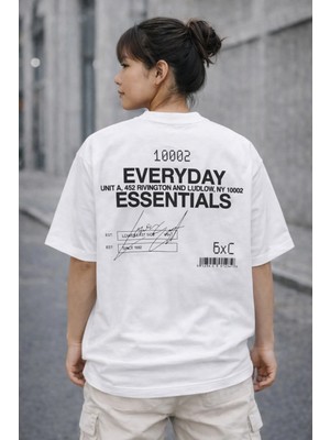 Camblys Unisex Essentıals Everday Sırt Baskılı Oversize Kalın Kumaş Bol Kesim Pamuklu T-Shirt