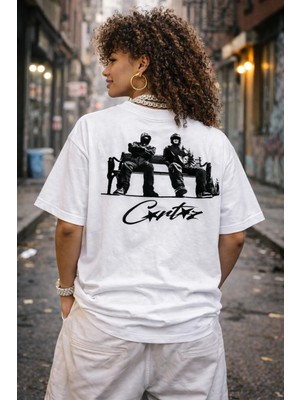 Camblys Unisex Cortiez Bank Baskılı Oversize Kalın Kumaş Bol Kalıp Unisex T-Shirt