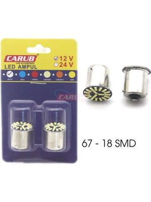 67 12V 18 Smd LED Ampul Beyaz Oto Aksesuar Premium