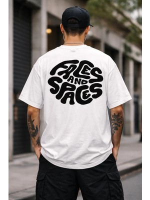 Camblys Unisex Faces And Space Baskılı Oversize T-Shirt