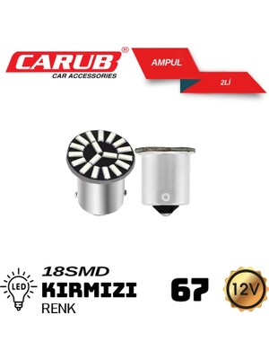 67 12V 18 Smd LED Ampul Kırmızı Oto Aksesuar Premium
