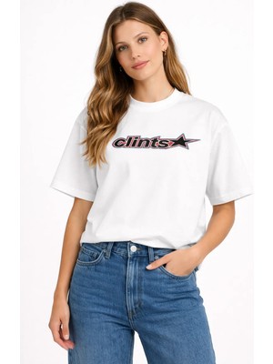 Camblys Clints Ön Baskılı Oversize Kalın Kumaş Bol Kalıp T-Shirt