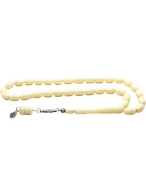 Storemax Toptassell Toz Kehribar Tesbih – Arpa Kesim, El Yapımı, Midyat Gümüş Kaplama Püsküllü, Erkek Aksesuar, Hediyelik Tesbih