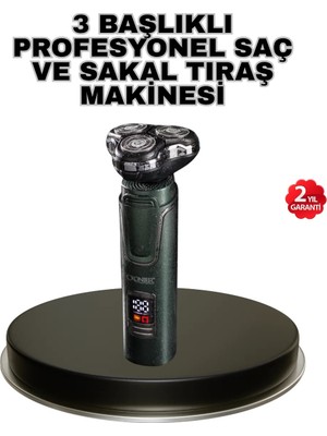 Kablosuz Profesyonel Erkek Bakım Seti – 3 Başlıklı, 3D Akıllı Kesim, Taşınabilir