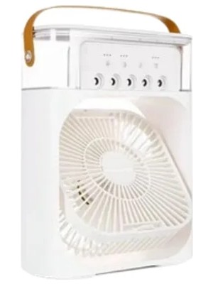 USB Bağlantılı 3'ü 1 Arada Nemlendirici Mini Klima Fan | 7 Renk Işıklı