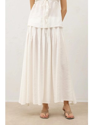 Antioch Ekru Dökümlü Kadın Etek