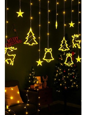 Storemax Toptassell Yılbaşı Çam Ağacı Süsü Geyik Ağaç ve Zil Perde LED Gün Işığı