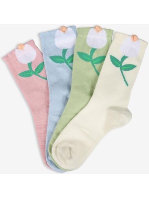 Bolero 4'lü Çiçekli Kadın Soket Çorap