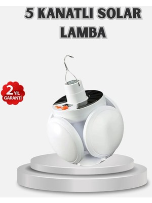 Güneş Enerjili ve USB Şarjlı LED Kamp Lambası – 5 Farklı Işık Modlu, Askılı Tasarım