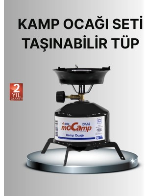 Kompakt Kamp Ocağı Seti Gaz Tüplü Ayarlanabilir Alevli 400G Hafif Tasarım