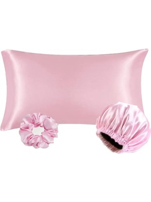 Storemax Toptassell Kıvırcık ve Düz Saçlılar Için Saten Bone,saten Yastık Kılıfı, Toka, Cilt Bakım Güzellik Kozmetik Seti YBT01, One Size Toka Hediyeli,saç Dostu,cilt Dostu (Pembe)
