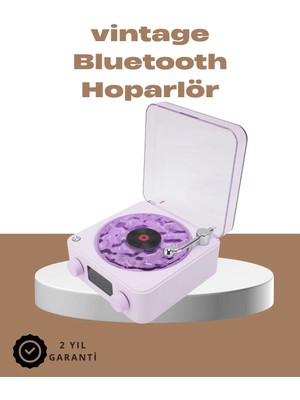 360° Sesli Kablosuz Hoparlör – Retro Tasarım ve Projektör Işığı