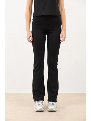 Antioch Siyah Yüksek Bel Ispanyol Paça Kadın Tayt