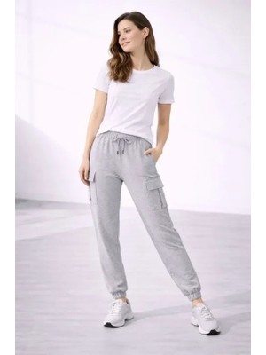 Uslucan Alışveriş Jogger Eşofman Altı Rahat Kalıp, Kargo Cepli, Lastikli Paça, Günlük Spor Pantolon - Gri