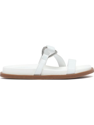 Derimod Kadın Beyaz Taşlı Terlik 26SFE450318