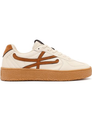 Derimod Kadın Bej Bağcıklı Kalın Tabanlı Sneaker 26PFE145114