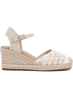 Derimod Kadın Bej Bilekten Tokalı Dolgu Topuklu Espadril 26SFE40116F