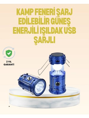 Katlanabilir USB Çıkışlı Kamp Feneri – Şarj Edilebilir, Dayanıklı ve Çok Fonksiyonlu