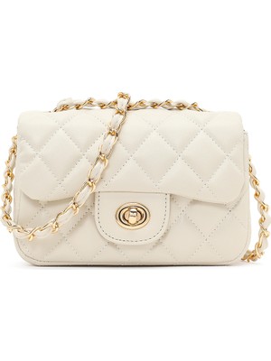 Derimod Kadın Krem Zincir Askılı Mini Kapitone Çapraz Çanta 26SBD2017KP