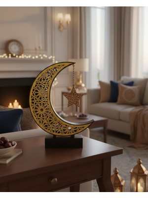 Zero Land Hnrlishp 3D Hilal Yıldız Dekor 23X23 cm Ramazan Özel Masa Üstü Süs