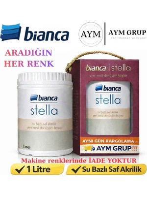 Bianca Stella Yeni Nesil Dönüşüm Boyası 1 Litre Beyaz (Su Bazlı Boya Fayans-Mermer-Tezgah-Kapı-Dolap-İç Cephe-Dönüşüm-Mutfak-Banyo-Plastik-Ahşap)