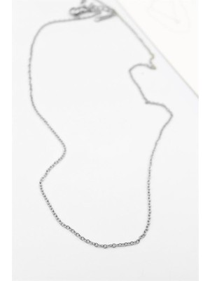 Çelik Zincir Kolye - 45 cm - Gümüş Nemere